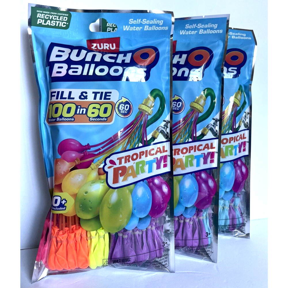 3 Packs Water Balloons Zuru Bunch O Self-Sealing Water Balloons 300 Total